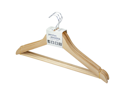 3 perchas madera natural barnizada